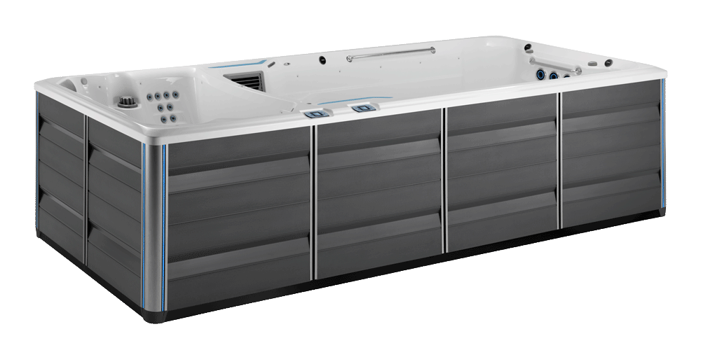Side view of the 2020 E2000 Endless spa in gray